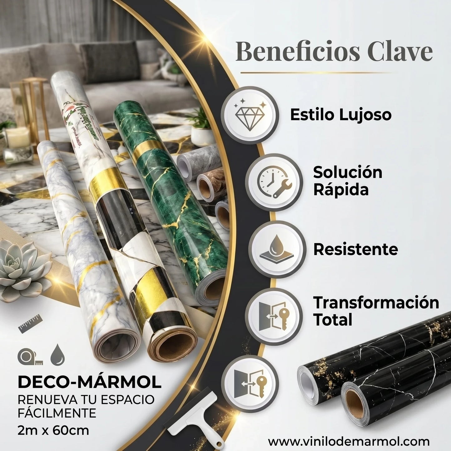 Rollo de Vinilo Adhesivo Mármol