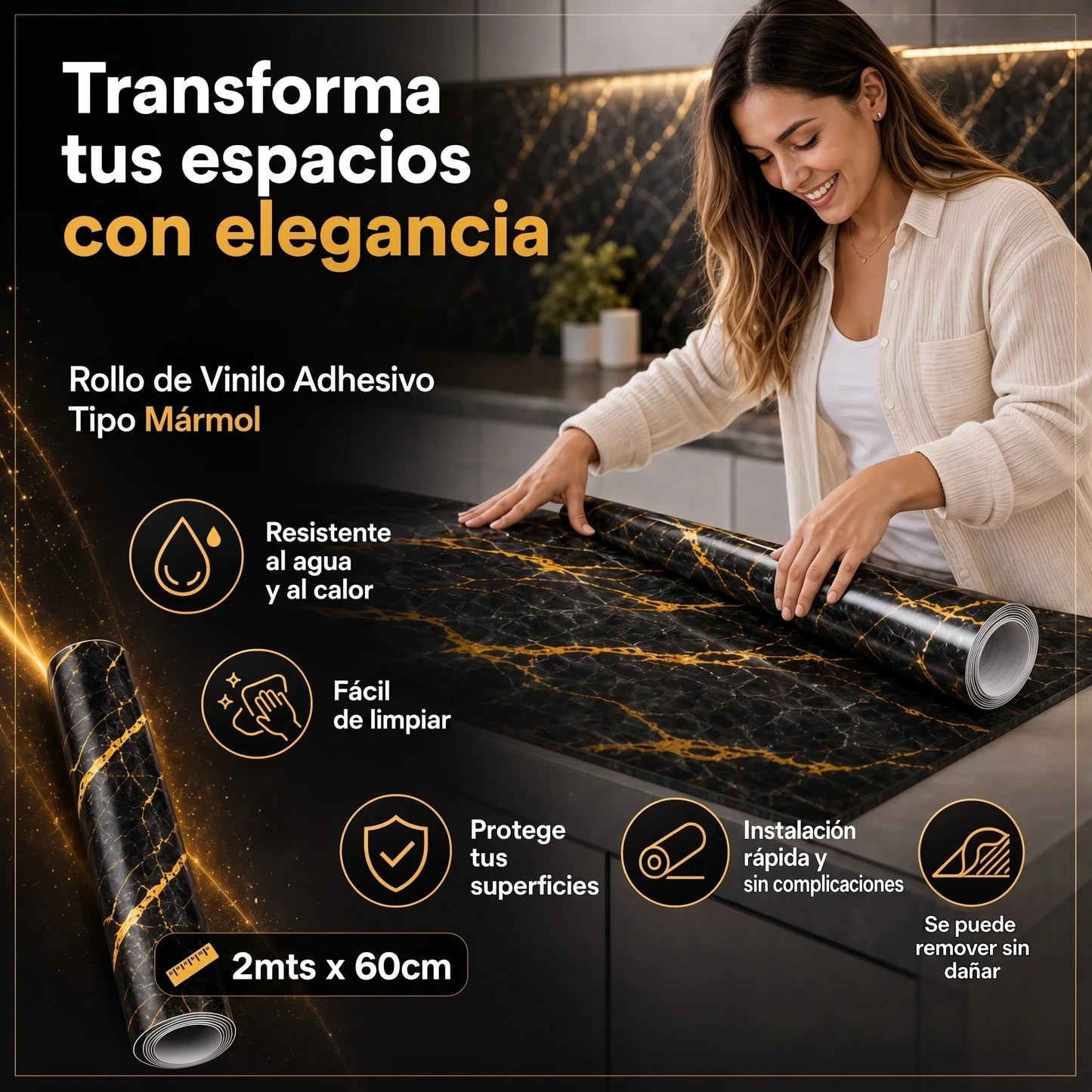 Rollo de Vinilo Adhesivo Mármol